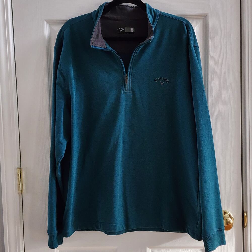 Callaway Men’s Quarter Zip Pullover Teal Blue XL Lightweight Golf Sweater
